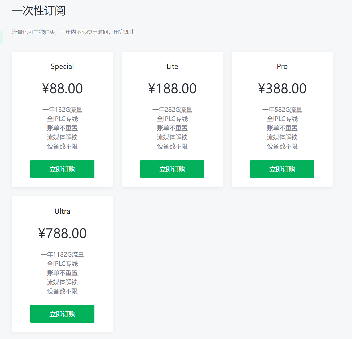 gatern机场按量付费套餐